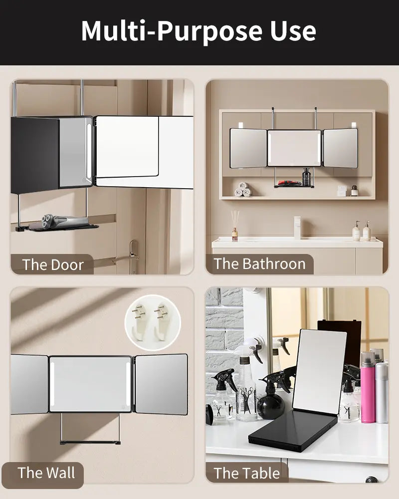 Umitec Adjustable LED 3-Way Trifold Mirror