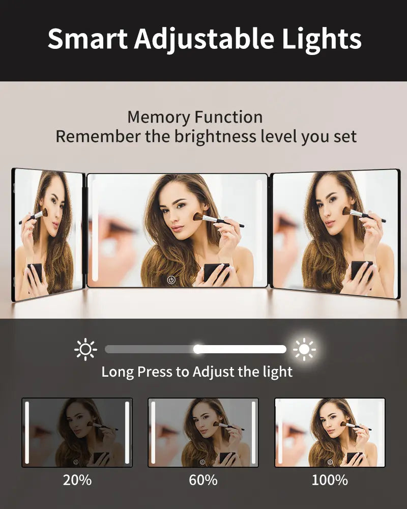 Umitec Adjustable LED 3-Way Trifold Mirror